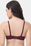 PrettyCat Underwire Lightly Padded T-shirt Bra With Sexy Trim Lace - Dark Brown — thumbnail 3